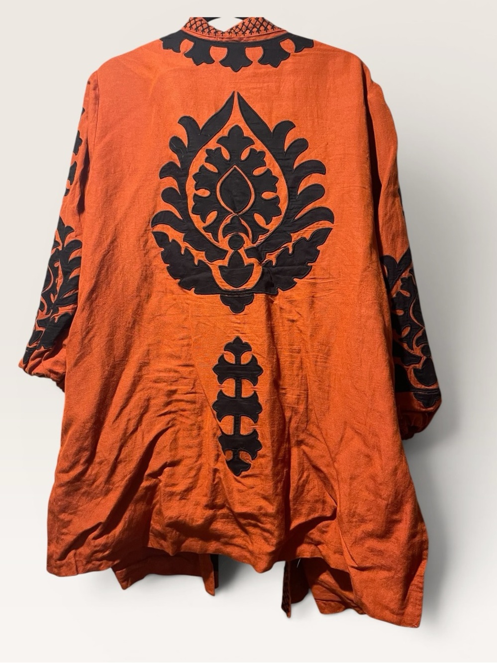 Chico’s Linen Blend Applique Jacket, Rust/Black, Size XL, GUC - Picture 6 of 9